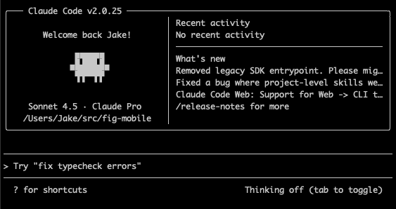 Claude with CI environment variable set